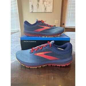 BROOKS Revel 7 Running Shoes Mens Sz14 Blue Red Gold Athletic 1104351D402